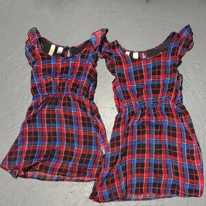 2 Red and Blue Plaid Girls Dresses